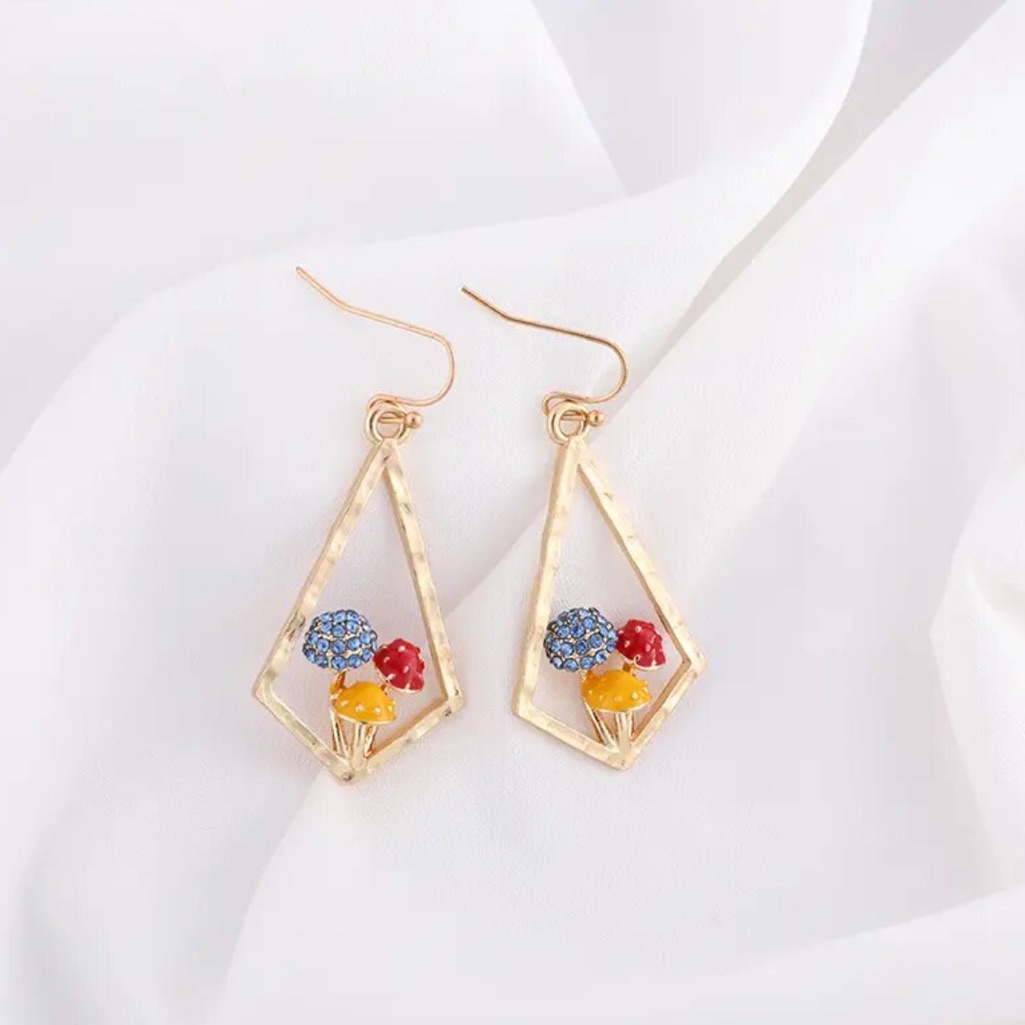 Brand New Gold Mushroom Earrings Gift For Girlfriend Gift For Daughter